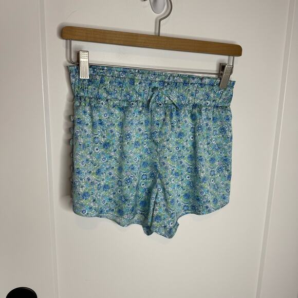 For Love & Lemons Alana Blue Floral Print Feminine Flowy Satin PJ Shorts Size XS - Picture 3 of 8